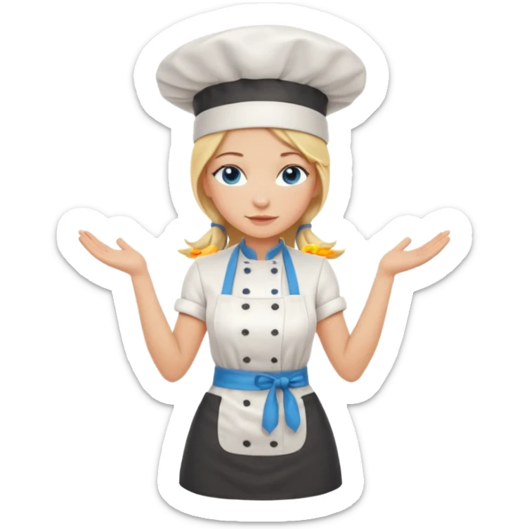 Full body 
Sexy Long Blonde hair blue eyed female chef arms folded sticker