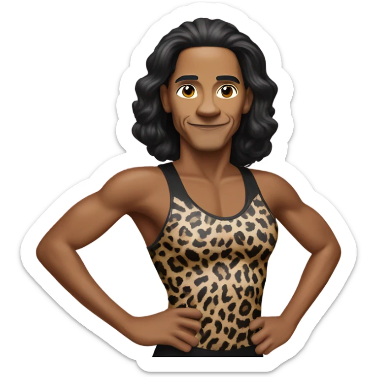 Obama Obama Obama Obama Obama but he’s dressed in a 80s spandex leopard print workout unitard Obama Obama Obama Obama Obama  sticker