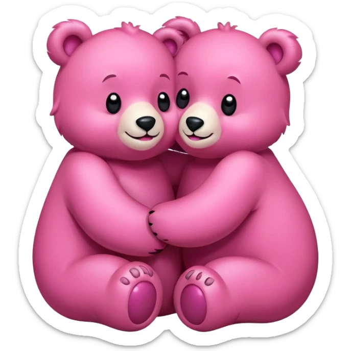Friends Couple of Happy pink bears cuddling  sticker