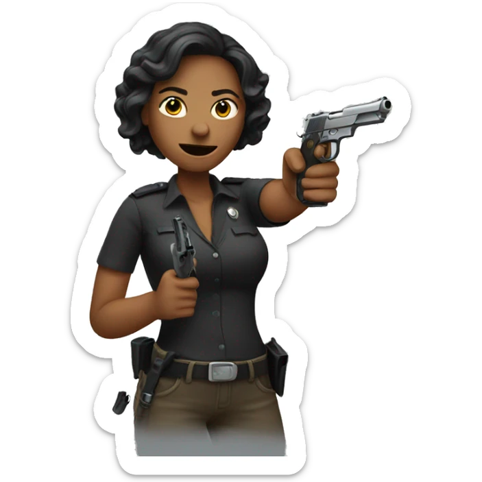 woman with a pistol sticker