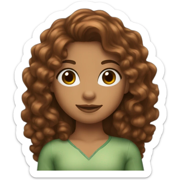 Girl with long brown curly hair and spider-man suit and olive skin sticker
