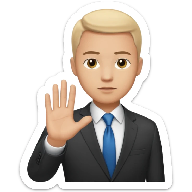 The businessman extends his hand to the side, as if he is about to give something. sticker