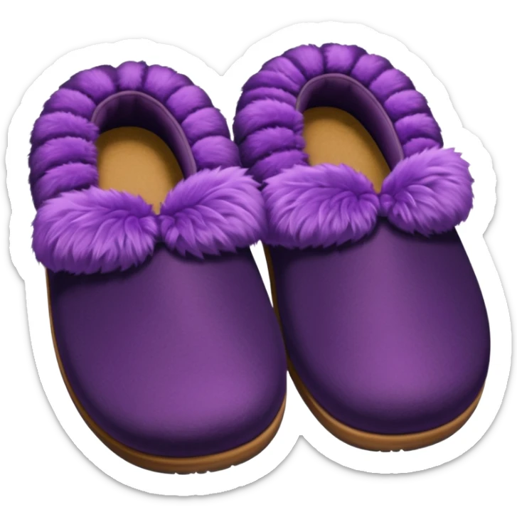 midnight plum color, hyperrealism  cute slippers. No emoji faces, no emoji icons, no human figures, isolated, highly detailed, colorful, render. sticker