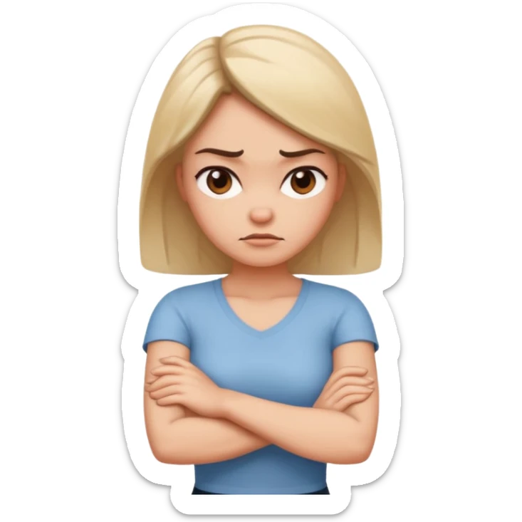 Woman with arms crossed in a mad way with an attitude turned to the side a little  sticker