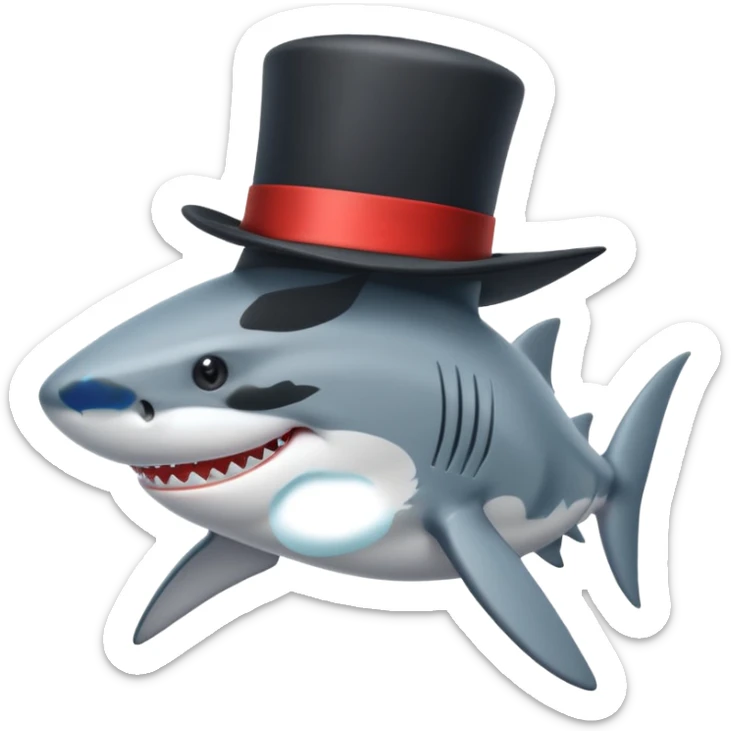 Shark with a top hat sticker