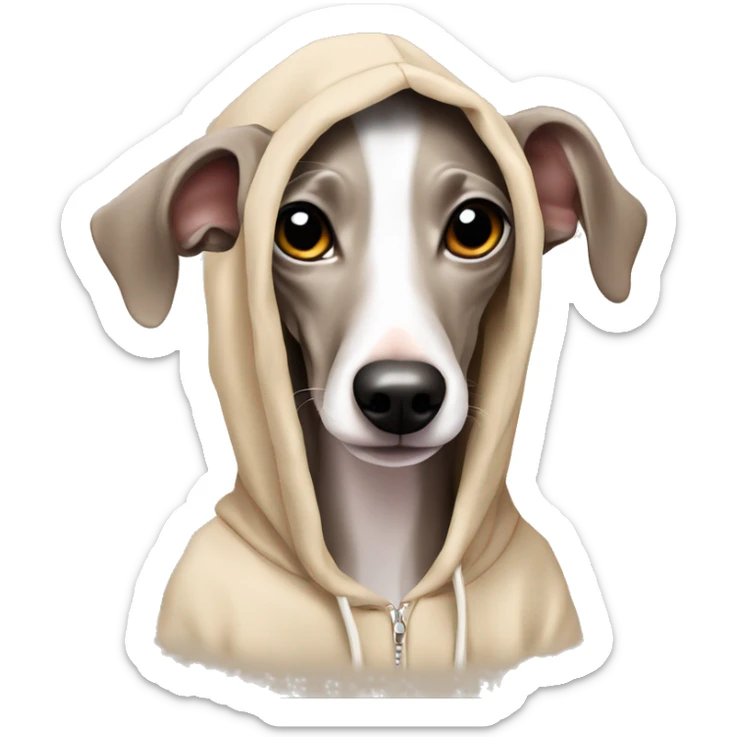 Cute dog Italian greyhound beige color in hoodie  sticker