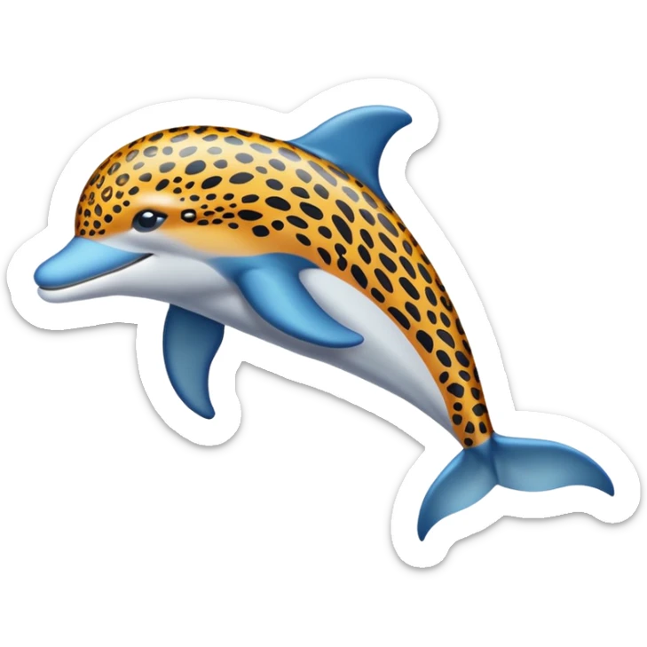 the dolphin emoji, but instead of blue skin it has leopard skin on the whole body (no blue anymore) and only one fin on the back like normal dolphins sticker