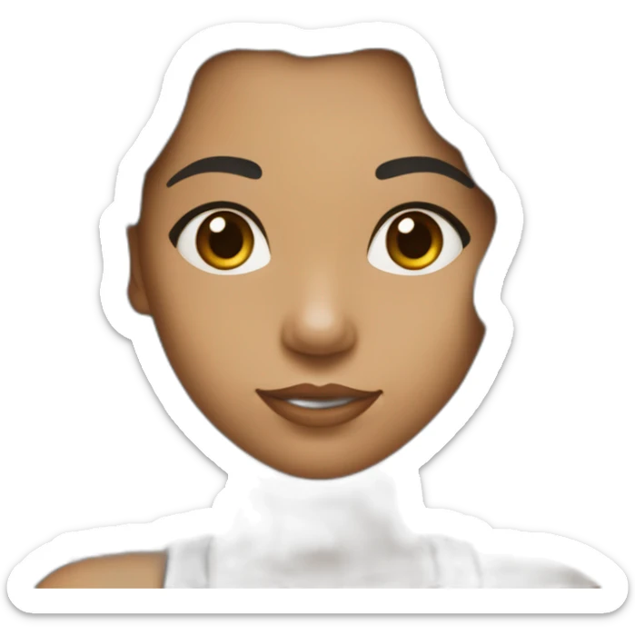 une jeune fille au cheuveux noir avec des taches de rouseur et la peau blanche sticker