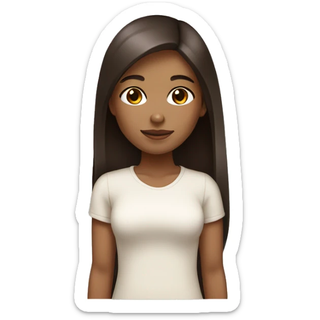 Light brown skin color girl with dark brown medium straight hair  sticker