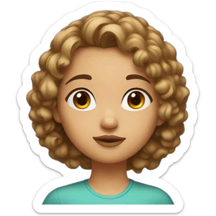 round face-large forehead- wavy hair- slightly brown girl giving a kiss sticker