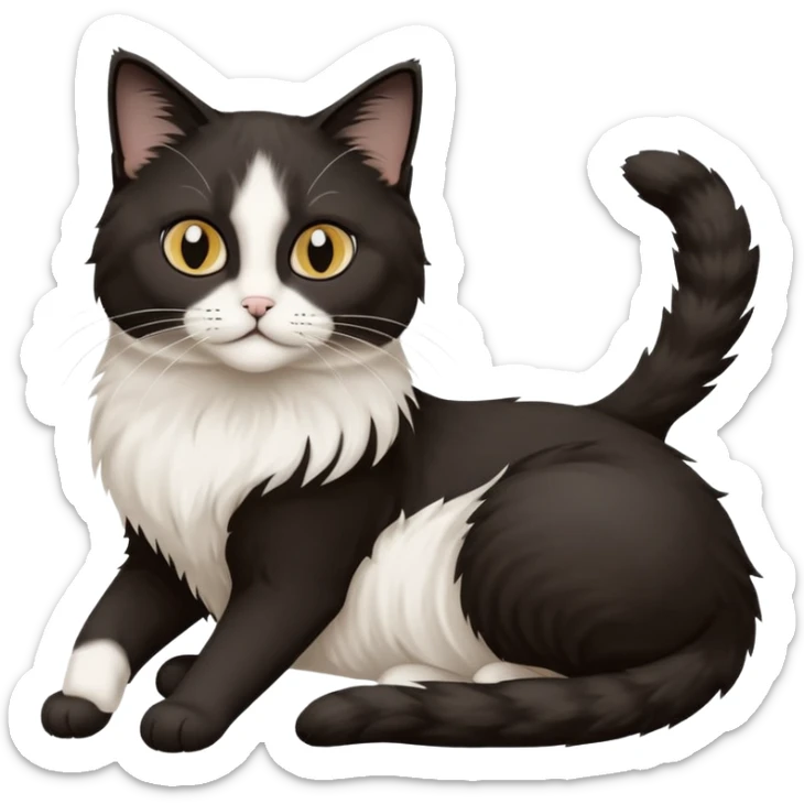 2 chats noirs et blancs qui se ressemblent l'une poil court l'autre poil ragdoll sticker