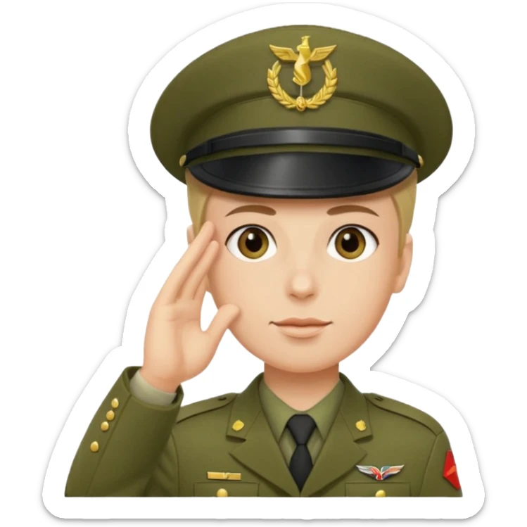 Soldat in uniform der salotiert und den Buchstaben S.A.S auf der Mütze und Uniform sticker