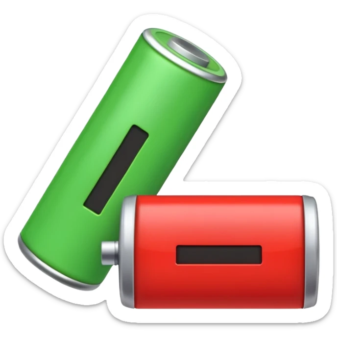 I want a emoji of low battery ang high battery, the low battery's collor is red and the high battery's color is green sticker