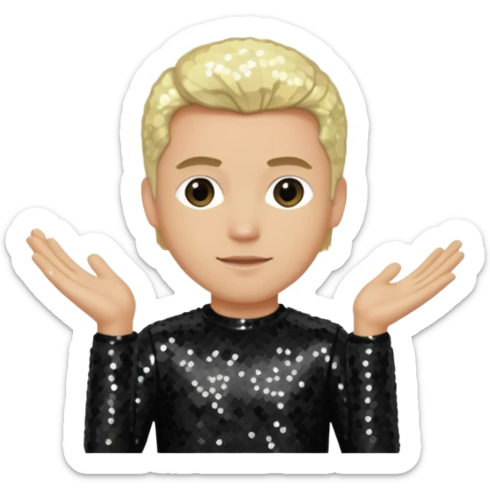 David Silveria from Korn with blonde hair, light skin, black sequin outfit sticker