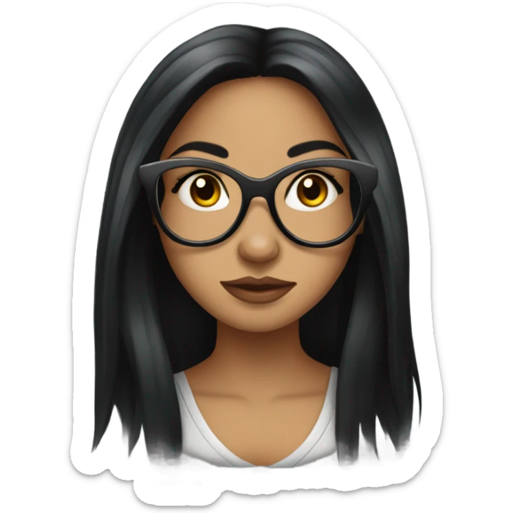 Female tattoo artist with long black hair and glasses sticker