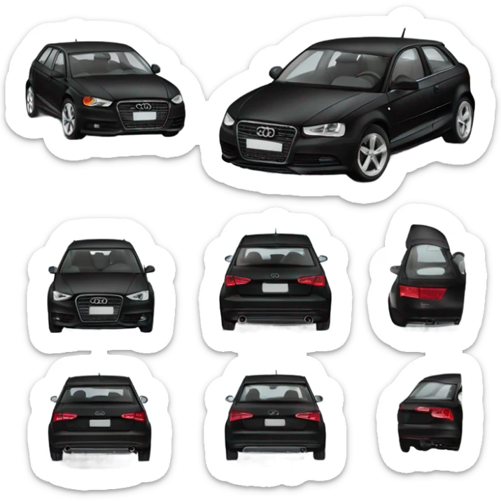 Black audi a3 car model 2007 with 5 doors sticker