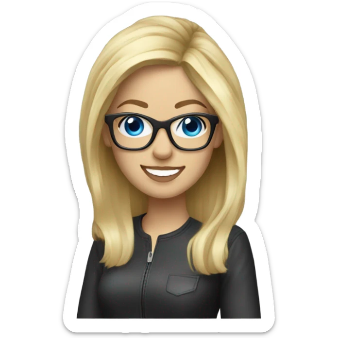 
Realistic Female dj blue eyes blonde hair wearing glasses smiling  sticker
