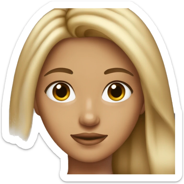 Tan girl with hazel eyes long dirty blonde hair with highlights  sticker