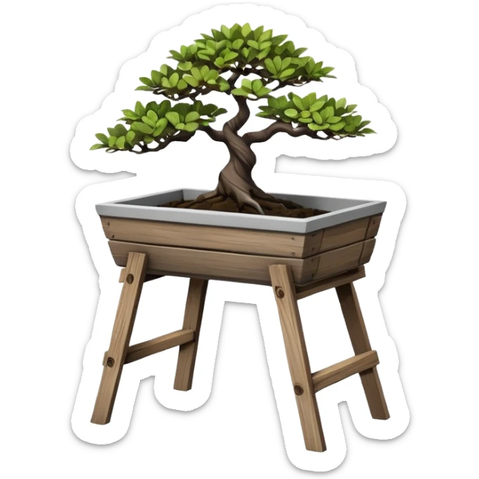 standing slanted bonsai pot Plant rack made from the wood of old oak pallets  sticker