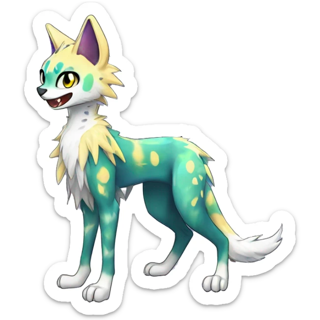 Epic Edgy Colorful ethereal eldritch Sergal-shiny sparkle starry Serval-Fionbri full body sticker