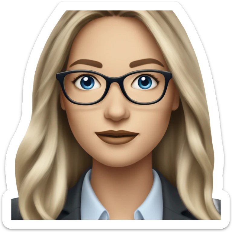 Shoulder length Balayage pale beautiful corporate woman with glasses and blue eyes sticker