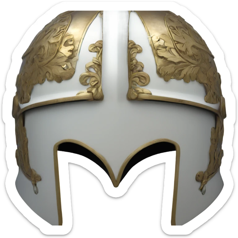 ornate french full-face armet helmet intricate white inlays sticker