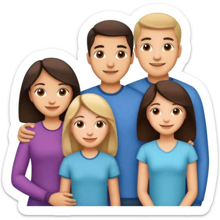 Light skin Hispanic family of 6 mom, dad, two 20 yr old daughters, 20 year old son, and 10 year old daughter sticker