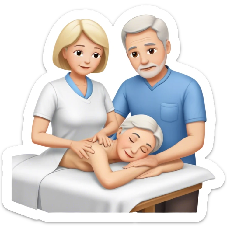 60-year-old white man giving massage o 60-year-old white woman sticker