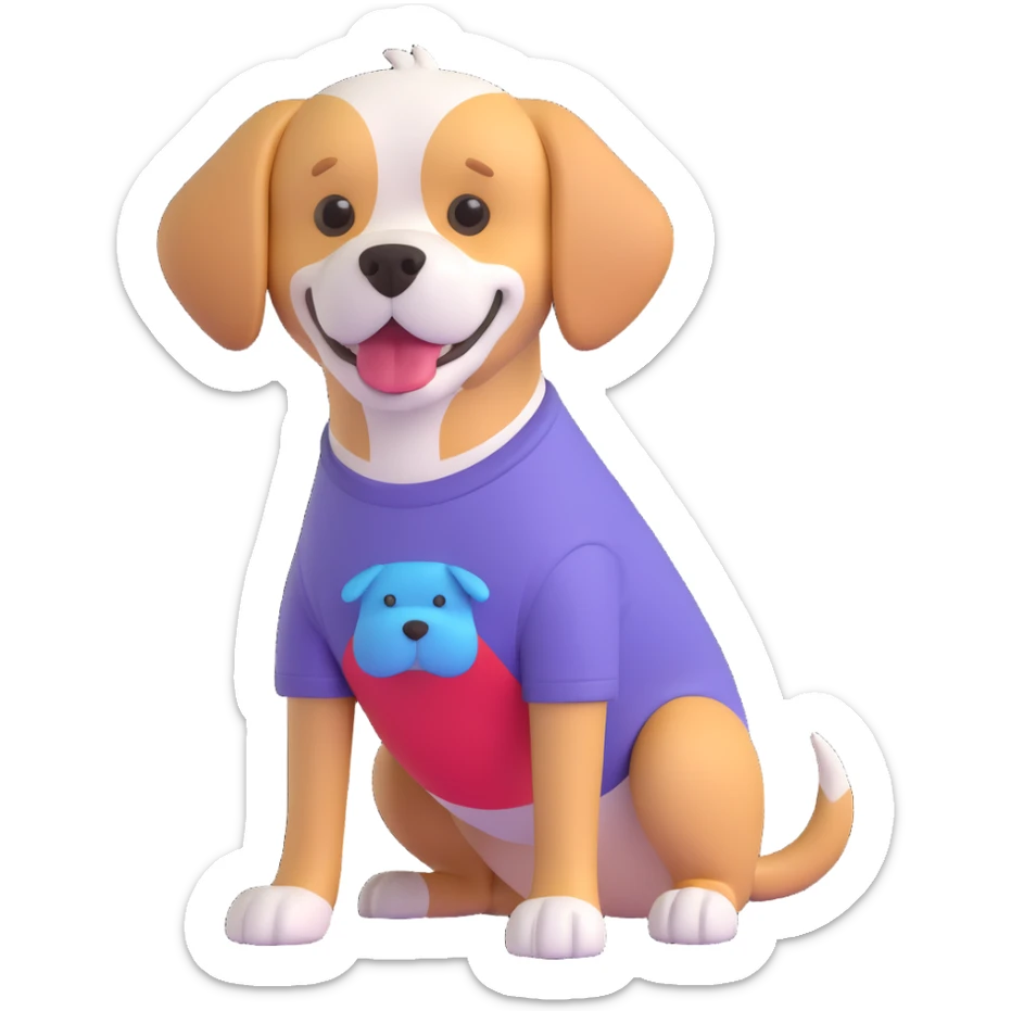 dog wearing a t-shirt sticker