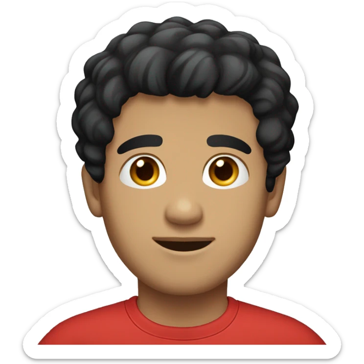 man  red t-shirt, black hair, light skin, blue eyes sticker