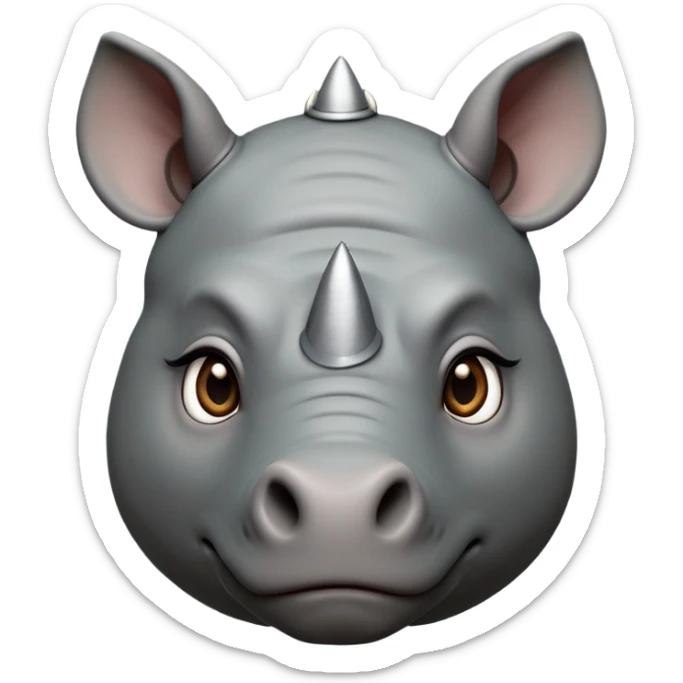 cinematic-noble-rhinoceros-portrait-emoji,-poised-and-regal,-with-a-massive,-powerful-build-and-a-thick,-deep-set-soulful-piercing-eyes,-simplified-yet-sharp-and-sophisticated-features,-highly-detailed, large eyes, slate grey hide sticker