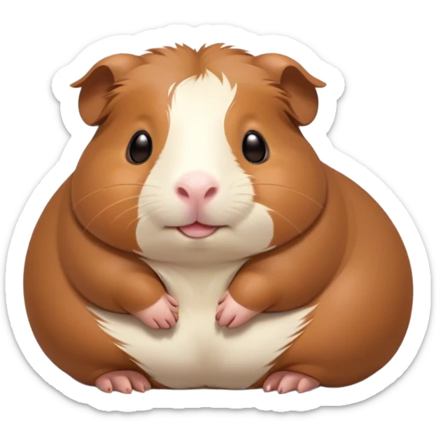 Meme-Worthy Cute Sleeping Brown Guinea Pig Portrait Emoji, Head resting peacefully with a contented smile, showcasing a delightfully chubby build and a luxuriously soft brown coat, eyes shut in a serene, cozy nap, Simplified yet hilariously adorable features, highly detailed, glowing with a soft, drowsy light, high shine, relaxed and utterly lovable, stylized with an air of playful laziness, bright and heartwarming, soft glowing outline, capturing the essence of a comically sleepy guinea pig, so meme-worthy it feels like it could instantly become the next viral sensation of adorable slumber! sticker