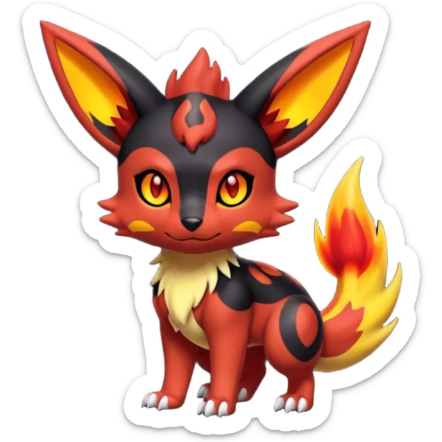 Cute Shiny Guilmon-Quilava-Litten-Umbreon-Fakémon-hybrid-creature (full body)  sticker