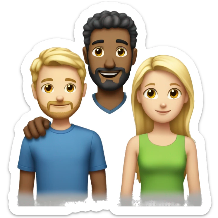 one dad with a beard with one teen boy and one teen blond girl sticker