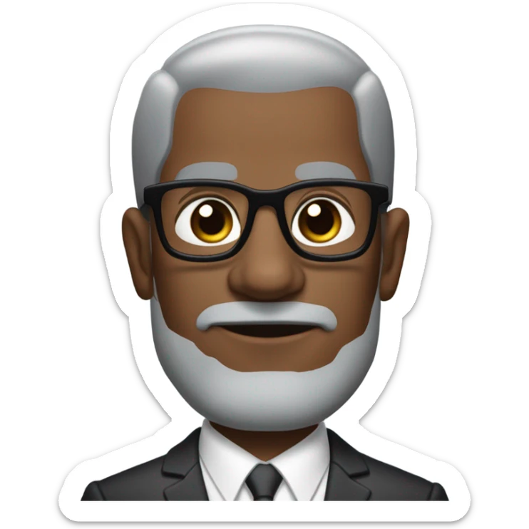 deon sanders with round face and suit and glasses and buzz cut and small eyes and over 50 small gray bearded receding hairline and small black eyes and wrinkled forehead sticker