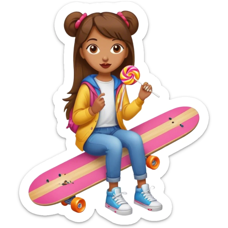 The girl who eats lollipops and has street style and a skateboard in one hand sticker