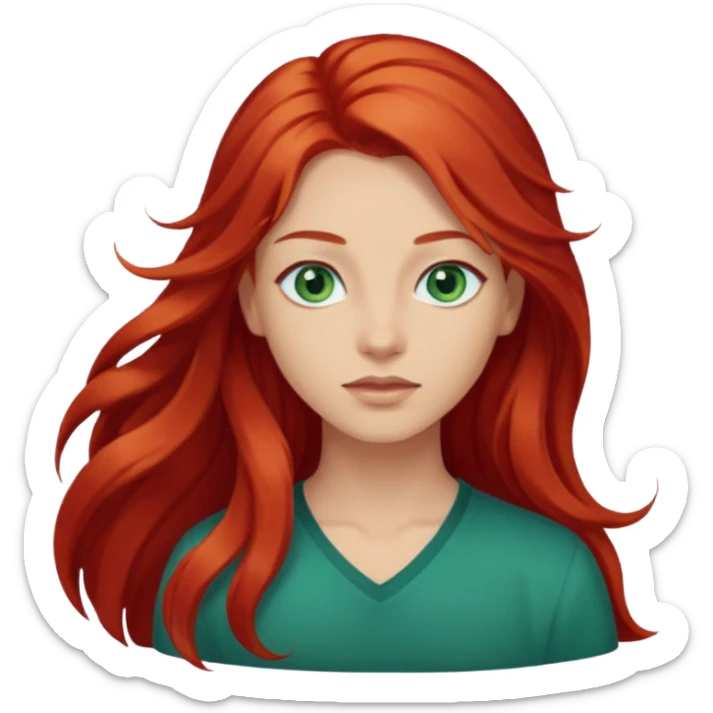 Like the first but her eye green  and blue and her hair red that brolong herwn  sticker