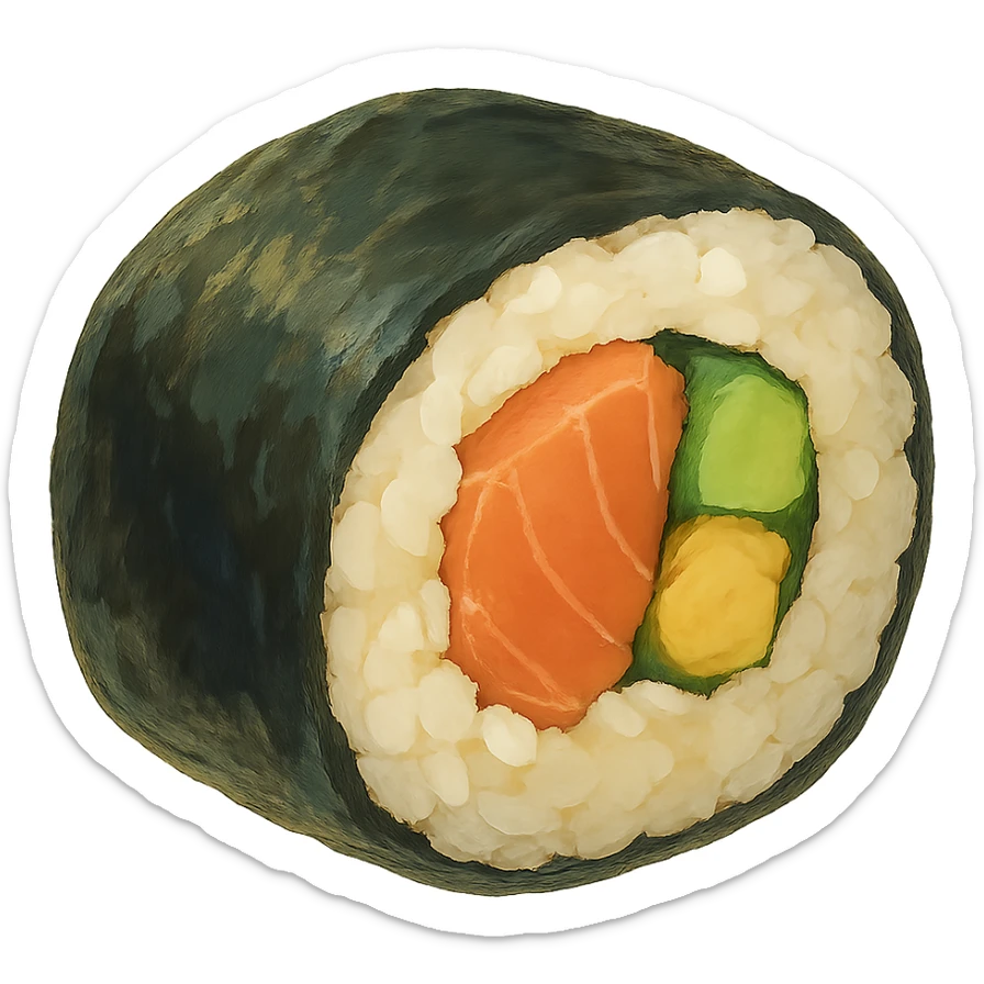 sushi roll, ghibli style sticker