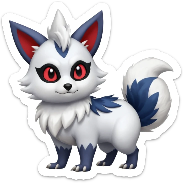 furry flurry Absol-Zorua-Furret-Zangoose-Chinchilla-fusion-animal-Fakémon-hybrid-creature  sticker