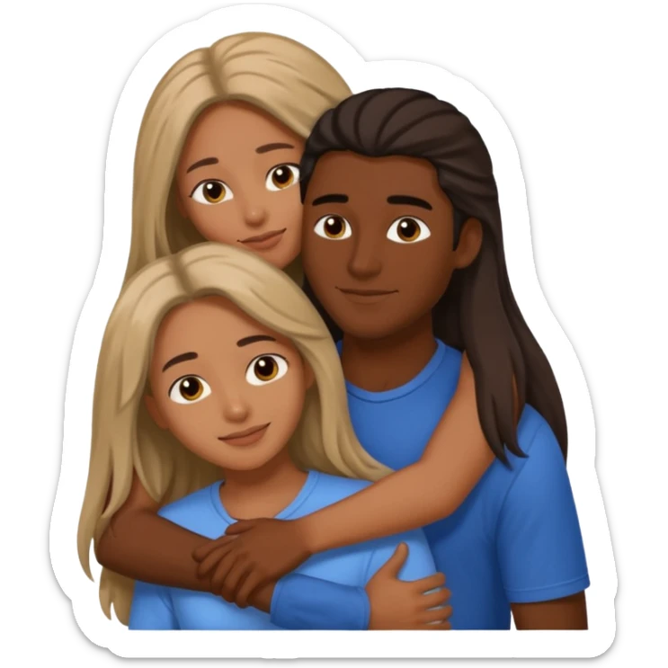 dark skin girlfriend hugs mixed boyfriend with long hair  sticker
