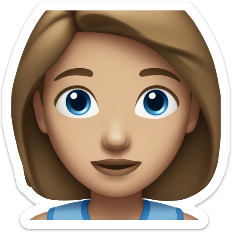 Myself as a woman with brown hair and big blue eyes sticker