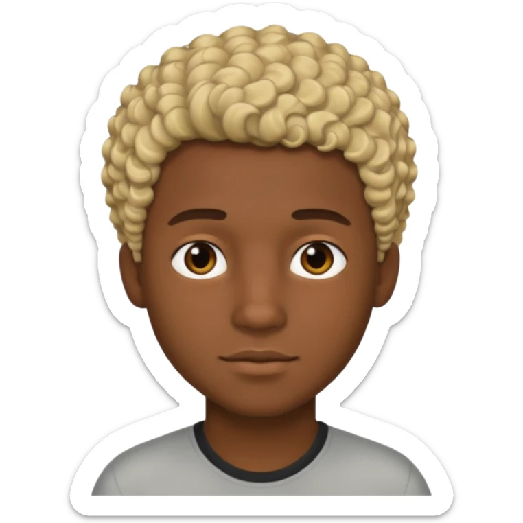 Chico joven latino, piel muy morena, pelo rubio corto rizado sticker
