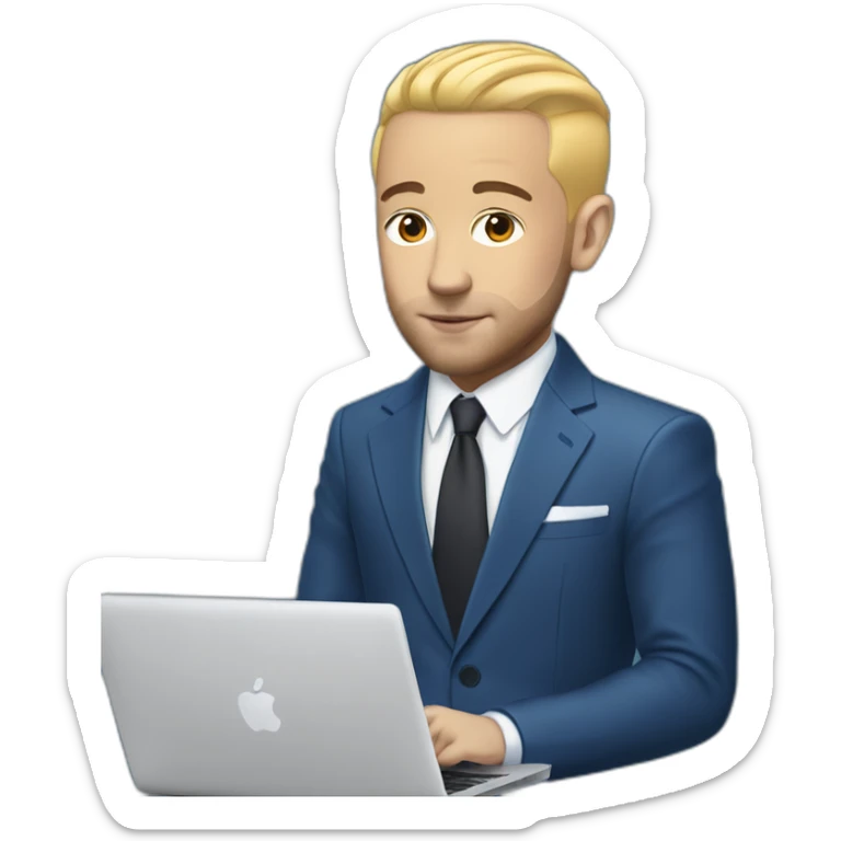 mac miller with a blonde comb over skin fade wearing a blue suit on laptop sticker