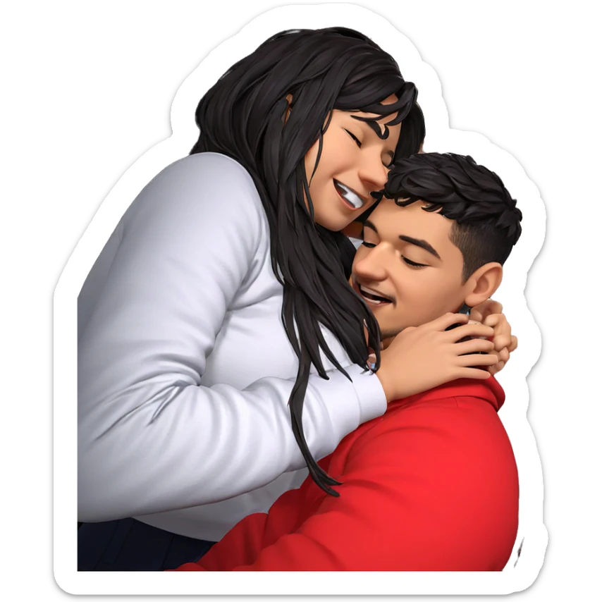 nighttime embrace with smiles sticker