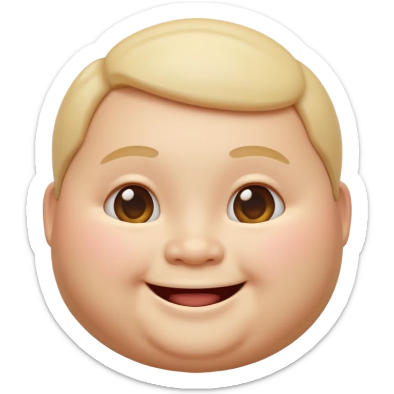 A 3D emoji in iOS emoji aesthetic style of a chubby person with round cheeks and a happy smile, soft and friendly expression, smooth glossy texture, minimal white background. sticker