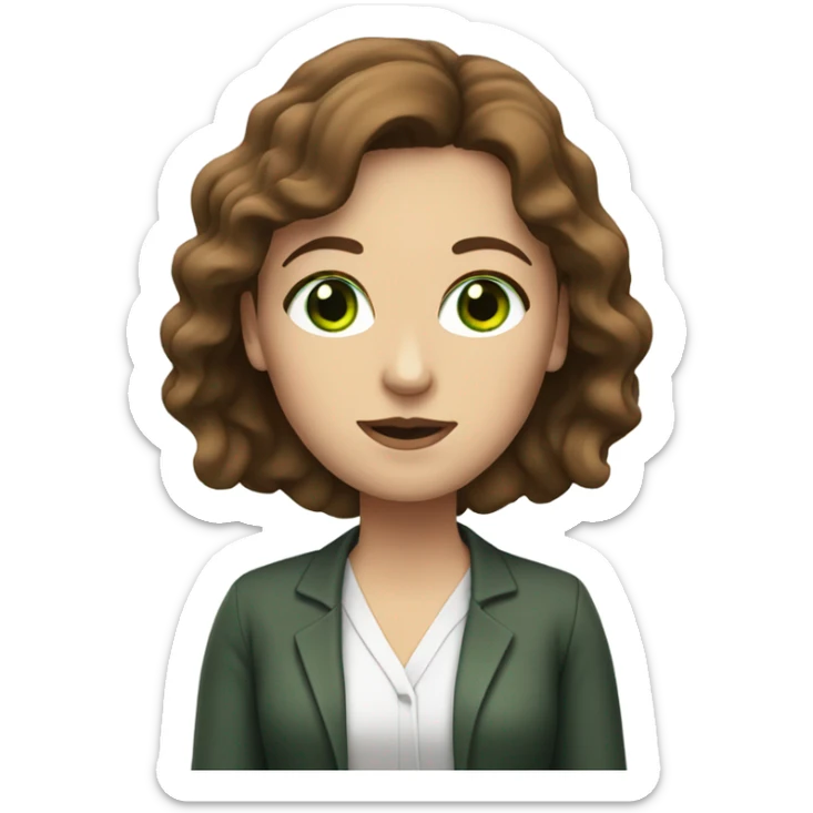 white female psychologist with brown hair and green eyes sticker