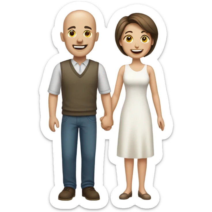 Happy-secret-couple-bald-guy-very-shorthaired-brunette-girl sticker