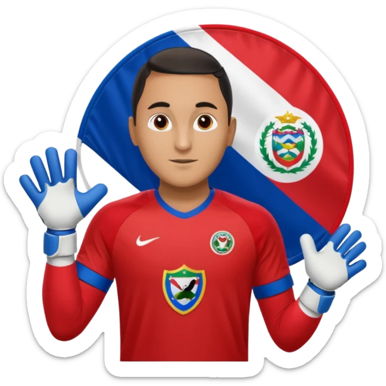 Keylor NavasK camisa roja de Costa Rica  y guantes de portero qué el escudo de costa  rica sea la bandera dentro de un circulo blanco  sticker