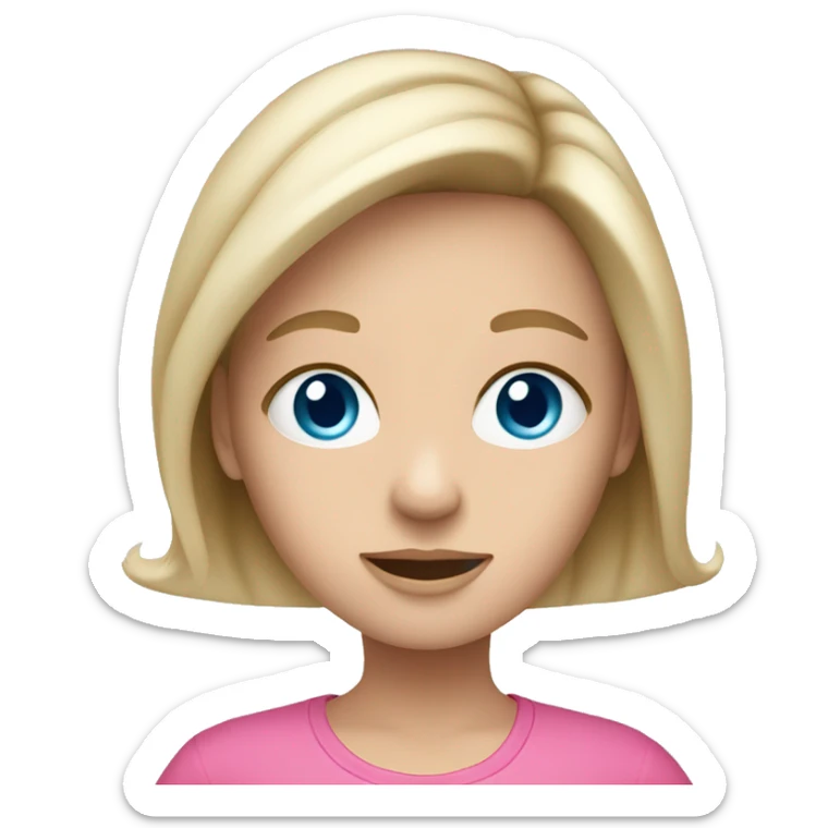 a blue eyed white dark blond hair girl wearing pink clothes holding an iphone  sticker
