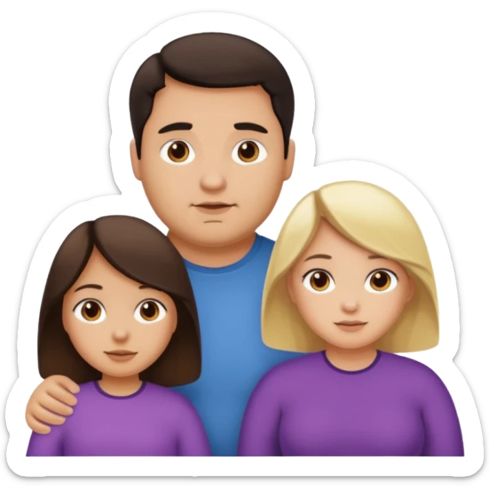 Familia de 4 personas : Hombre gordito,pelo oscuro, Mujer pelo cafe, hija 1 pelo mono , hija 2 pelo oscuro. sticker